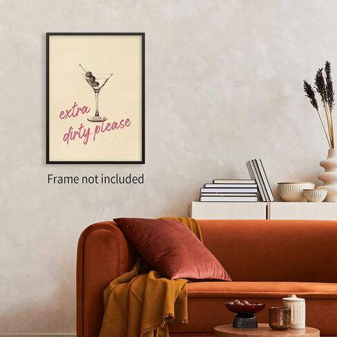 enttgo Dirty Martini Posters Retro Cocktail Drinks Wall Art Modern Home Bar Kitchen Decoration 12x16 inch Unframed Funky 70's Canvas Print in Saudi Arabia