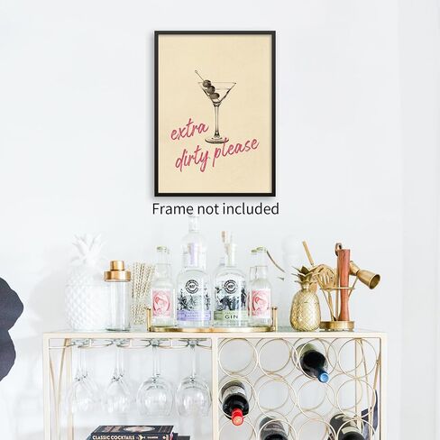 enttgo Dirty Martini Posters Retro Cocktail Drinks Wall Art Modern Home Bar Kitchen Decoration 12x16 inch Unframed Funky 70's Canvas Print in Saudi Arabia