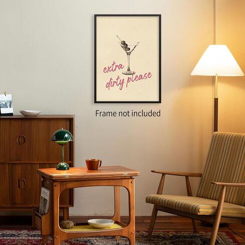 enttgo Dirty Martini Posters Retro Cocktail Drinks Wall Art Modern Home Bar Kitchen Decoration 12x16 inch Unframed Funky 70's Canvas Print in Saudi Arabia