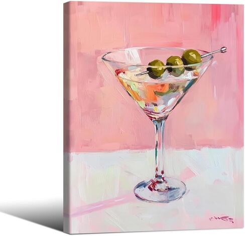 enttgo Dirty Martini Posters Retro Cocktail Drinks Wall Art Modern Home Bar Kitchen Decoration 12x16 inch Unframed Funky 70's Canvas Print in Saudi Arabia