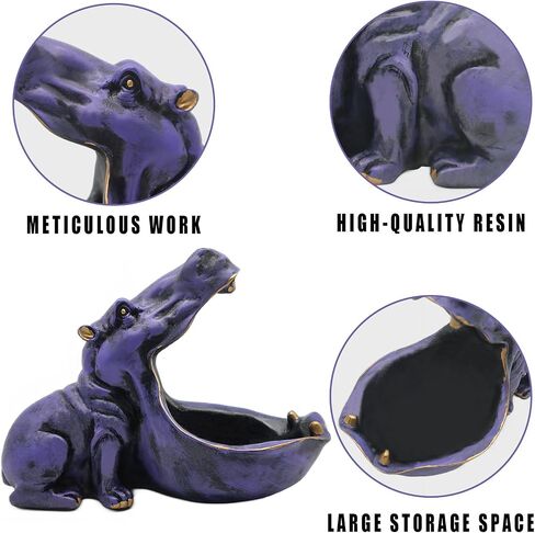aboxoo Hippo Statue, Hippopotamus Figurine Home Sculpture with Resin, Hippo Candy Jar, Candy Dish Bowl for Office Desk, Key Bowl for Entryway Table, Sundries Container Storage Art Decor Box(Purple) in Saudi Arabia