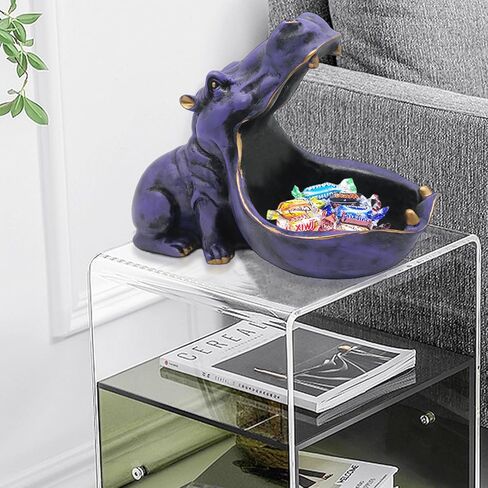 aboxoo Hippo Statue, Hippopotamus Figurine Home Sculpture with Resin, Hippo Candy Jar, Candy Dish Bowl for Office Desk, Key Bowl for Entryway Table, Sundries Container Storage Art Decor Box(Purple) in Saudi Arabia