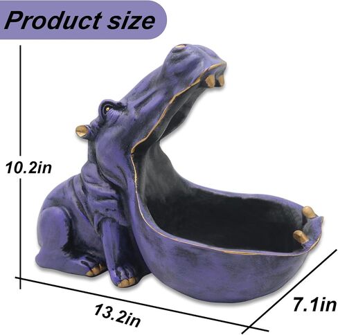 aboxoo Hippo Statue, Hippopotamus Figurine Home Sculpture with Resin, Hippo Candy Jar, Candy Dish Bowl for Office Desk, Key Bowl for Entryway Table, Sundries Container Storage Art Decor Box(Purple) in Saudi Arabia