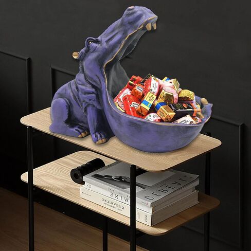aboxoo Hippo Statue, Hippopotamus Figurine Home Sculpture with Resin, Hippo Candy Jar, Candy Dish Bowl for Office Desk, Key Bowl for Entryway Table, Sundries Container Storage Art Decor Box(Purple) in Saudi Arabia