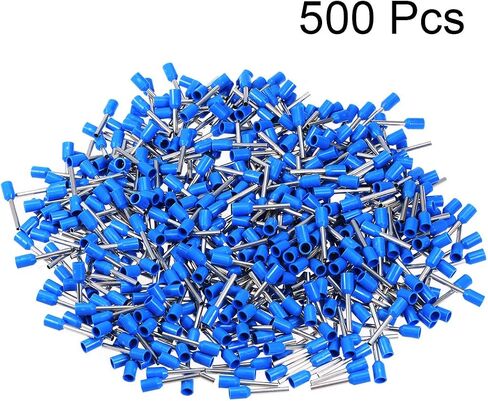 uxcell 500Pcs AWG18 Wire Ferrules Copper Crimp Connectors,VE1012,Blue,Wire Crimping Tool Kit,Insulated Cord Pin End Terminal Assortment Kit in Saudi Arabia