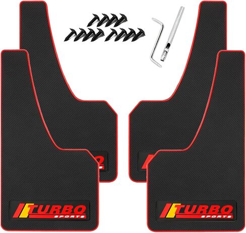 KEYOOG 4 Pcs Mini Size Universal Automobile Mud Flap, Splash Guard, Fit for Sedan, Hatchbacks, Soft Mud Guard of Sediment Resistant, 10.7 in/ 9.1 in/ 0.2 in Front & Rear (Sports) in Saudi Arabia