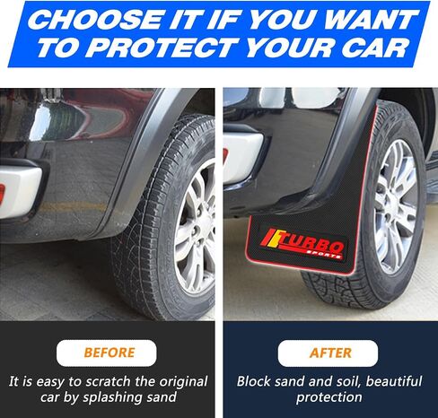 KEYOOG 4 Pcs Mini Size Universal Automobile Mud Flap, Splash Guard, Fit for Sedan, Hatchbacks, Soft Mud Guard of Sediment Resistant, 10.7 in/ 9.1 in/ 0.2 in Front & Rear (Sports) in Saudi Arabia