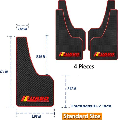 KEYOOG 4 Pcs Mini Size Universal Automobile Mud Flap, Splash Guard, Fit for Sedan, Hatchbacks, Soft Mud Guard of Sediment Resistant, 10.7 in/ 9.1 in/ 0.2 in Front & Rear (Sports) in Saudi Arabia