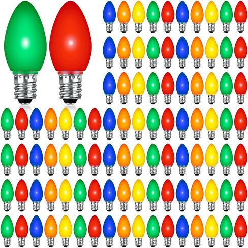 Retisee 200 Pcs C7 Led Light Bulbs Bulk Replacement Christmas Night Light Bulb Shatterproof 1W Mini Bulb E12 Candelabra Base Decor for Outdoor String Lights, Candle Lamps, XmasTree Patio(Multicolor) in Saudi Arabia