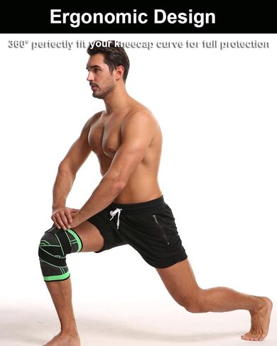 2 Pack Knee Wraps for Pain Relief, Knee Wrap Knee Compression Sleeve Knee Sleeves for Men Women Compression Knee Brace, Knee Band for Knee Pain Relief, Knee Brace for Arthritis Pain and Support (Black, Large) in Saudi Arabia