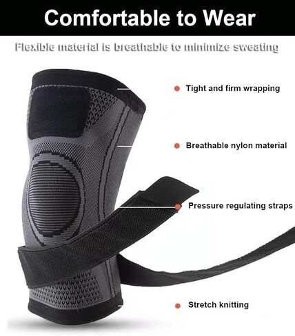 2 Pack Knee Wraps for Pain Relief, Knee Wrap Knee Compression Sleeve Knee Sleeves for Men Women Compression Knee Brace, Knee Band for Knee Pain Relief, Knee Brace for Arthritis Pain and Support (Black, Large) in Saudi Arabia