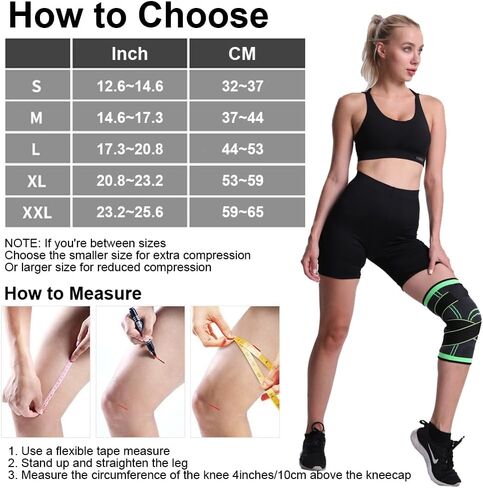2 Pack Knee Wraps for Pain Relief, Knee Wrap Knee Compression Sleeve Knee Sleeves for Men Women Compression Knee Brace, Knee Band for Knee Pain Relief, Knee Brace for Arthritis Pain and Support (Black, Large) in Saudi Arabia