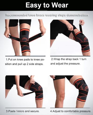 2 Pack Knee Wraps for Pain Relief, Knee Wrap Knee Compression Sleeve Knee Sleeves for Men Women Compression Knee Brace, Knee Band for Knee Pain Relief, Knee Brace for Arthritis Pain and Support (Black, Large) in Saudi Arabia