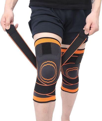 2 Pack Knee Wraps for Pain Relief, Knee Wrap Knee Compression Sleeve Knee Sleeves for Men Women Compression Knee Brace, Knee Band for Knee Pain Relief, Knee Brace for Arthritis Pain and Support (Black, Large) in Saudi Arabia