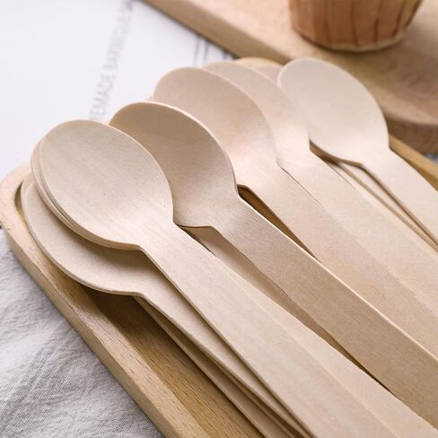 LOVEINUSA 115PCS Wooden Spoons, Small Spoons Wood Cutlery for Party Wedding Picnic Camping in Saudi Arabia