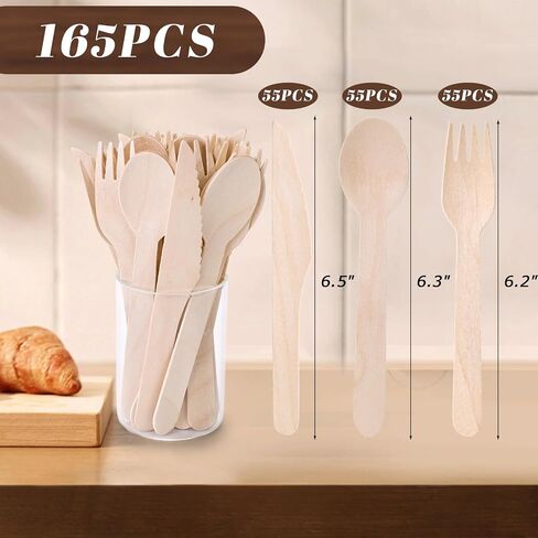 LOVEINUSA 115PCS Wooden Spoons, Small Spoons Wood Cutlery for Party Wedding Picnic Camping in Saudi Arabia