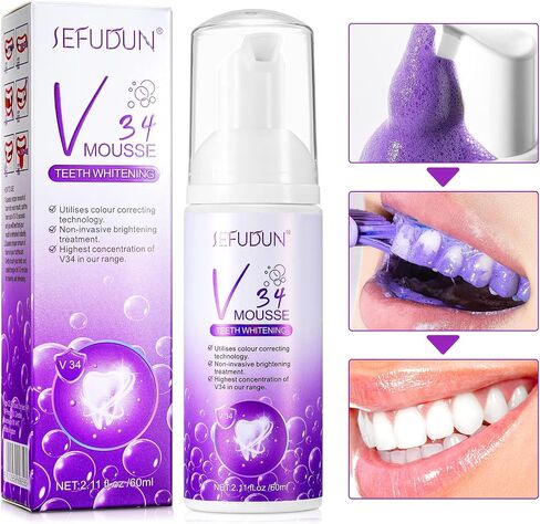 2 Pcs Purple Toothpaste for Teeth Whitening,Whitening Toothpaste for Teeth Cleaning,Purple Color Corrector Mousse for Teeth Care,Whitening Foam Toothpaste to Remove Stains in Saudi Arabia