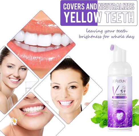 2 Pcs Purple Toothpaste for Teeth Whitening,Whitening Toothpaste for Teeth Cleaning,Purple Color Corrector Mousse for Teeth Care,Whitening Foam Toothpaste to Remove Stains in Saudi Arabia