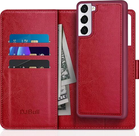 حافظة محفظة قابلة للفصل 2 في 1 لهاتف Samsung Galaxy S21+/S21 Plus مقاس 6.7 بوصة مع حامل بطاقة الائتمان، RFID Blocking، غطاء واقٍ من جلد البولي يوريثان قابل للطي للنساء والرجال لهاتف S21 Plus باللون الأرجواني in Saudi Arabia