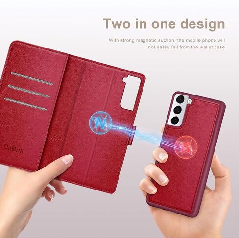 حافظة محفظة قابلة للفصل 2 في 1 لهاتف Samsung Galaxy S21+/S21 Plus مقاس 6.7 بوصة مع حامل بطاقة الائتمان، RFID Blocking، غطاء واقٍ من جلد البولي يوريثان قابل للطي للنساء والرجال لهاتف S21 Plus باللون الأرجواني in Saudi Arabia