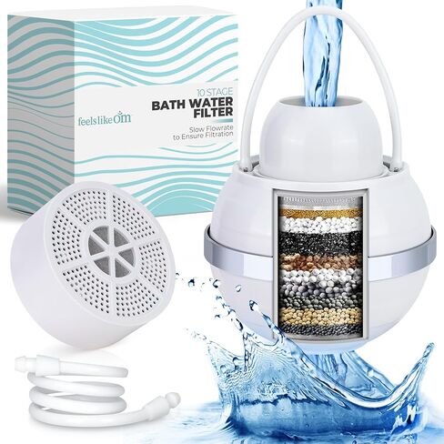 Advanced Bath Water Filter - 10-Stage Filtration| BPA-Free | Easy Install | Bath Filter for Tub - Bath Ball Filter Reduces Chlorine & Heavy Metals, Balances pH, Infuses Vitamin C in Saudi Arabia