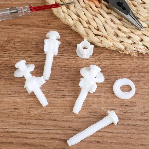 4 Set Toilet Seat Screws Bolts Replacement Kit Replacement Toilet Seat Hinge Bolt Screws with Nuts Washers Universal White Plastic Toilet Seat Screws Toilet Seat Repairing Fixing Accessories in Saudi Arabia
