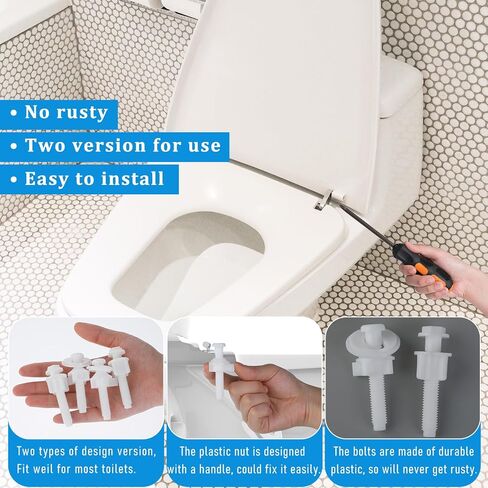 4 Set Toilet Seat Screws Bolts Replacement Kit Replacement Toilet Seat Hinge Bolt Screws with Nuts Washers Universal White Plastic Toilet Seat Screws Toilet Seat Repairing Fixing Accessories in Saudi Arabia