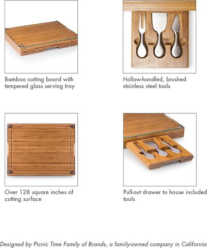 PICNIC TIME - NCAA Concerto Glass Top Cheese Cutting Board & Tools Set in Kuwait