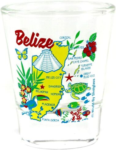 Belize Map Clear Shot Glass in Saudi Arabia