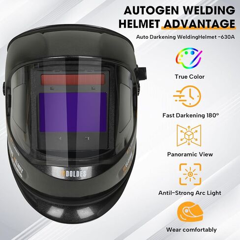 MDOLDES， Large Angle True Color Solar Automatic dimming Welding Helmet, 4 arc sensors with Wide Shading Range of 4/5/9-13, Welding mask Suitable for TIG MIG ARC Welding mas in Saudi Arabia