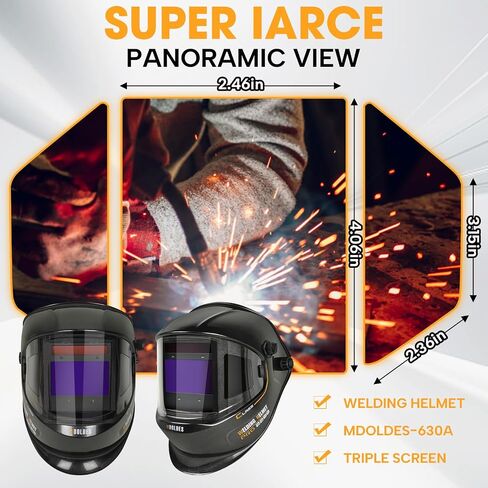 MDOLDES， Large Angle True Color Solar Automatic dimming Welding Helmet, 4 arc sensors with Wide Shading Range of 4/5/9-13, Welding mask Suitable for TIG MIG ARC Welding mas in Saudi Arabia