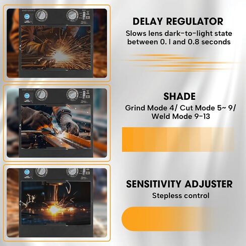 MDOLDES， Large Angle True Color Solar Automatic dimming Welding Helmet, 4 arc sensors with Wide Shading Range of 4/5/9-13, Welding mask Suitable for TIG MIG ARC Welding mas in Saudi Arabia