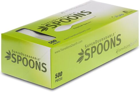 Biodegradable EcoPure Spoon - Box of 500 (6 Inches) - Earth-Friendly, BPA-Free, Heavy Duty, Heat Resistant, Recyclable Utensils in Saudi Arabia