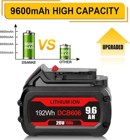 DSANKE DCB606 20V/60V 9.0Ah Battery Replace for DeWalt 60V Flexvolt Battery Compatible with DeWalt DCB606 DCB612 DCB606-2 DCB609 DCB609-2 DCB204 DCB205 DCB206 20V/60V/120V MAX Cordless Power Tools in Saudi Arabia