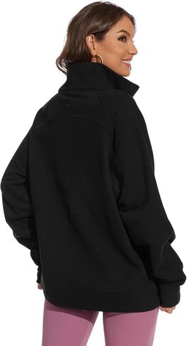 Lightbare Women’s Fleece Sweatshirt Half Zip Oversized Pullover Loose Fit Sweat Tops with Pocket Thumb Hole Fall Winter in Saudi Arabia