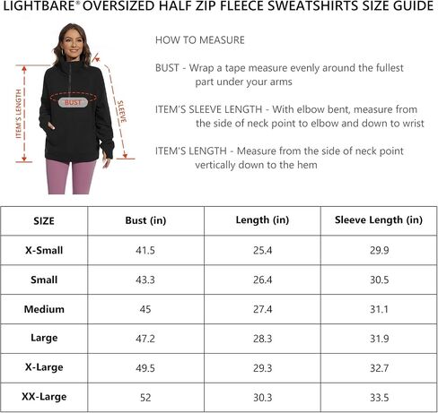 Lightbare Women’s Fleece Sweatshirt Half Zip Oversized Pullover Loose Fit Sweat Tops with Pocket Thumb Hole Fall Winter in Saudi Arabia