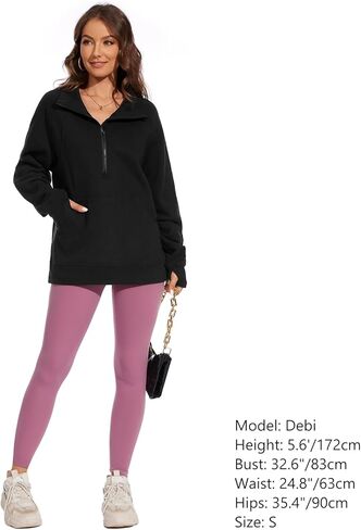 Lightbare Women’s Fleece Sweatshirt Half Zip Oversized Pullover Loose Fit Sweat Tops with Pocket Thumb Hole Fall Winter in Saudi Arabia