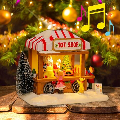 Christmas Village Houses, Christmas House with Warm Light Battery Operate, Christmas Village Accessories Home Tabletop Decoration Xmas Gifts (A) in Saudi Arabia
