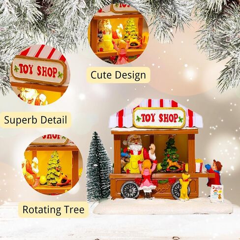 Christmas Village Houses, Christmas House with Warm Light Battery Operate, Christmas Village Accessories Home Tabletop Decoration Xmas Gifts (A) in Saudi Arabia