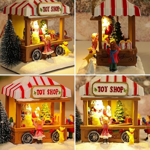 Christmas Village Houses, Christmas House with Warm Light Battery Operate, Christmas Village Accessories Home Tabletop Decoration Xmas Gifts (A) in Saudi Arabia