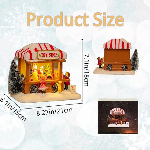 Christmas Village Houses, Christmas House with Warm Light Battery Operate, Christmas Village Accessories Home Tabletop Decoration Xmas Gifts (A) in Saudi Arabia