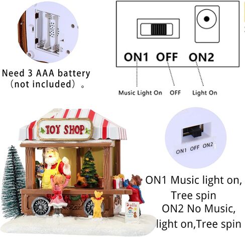 Christmas Village Houses, Christmas House with Warm Light Battery Operate, Christmas Village Accessories Home Tabletop Decoration Xmas Gifts (A) in Saudi Arabia