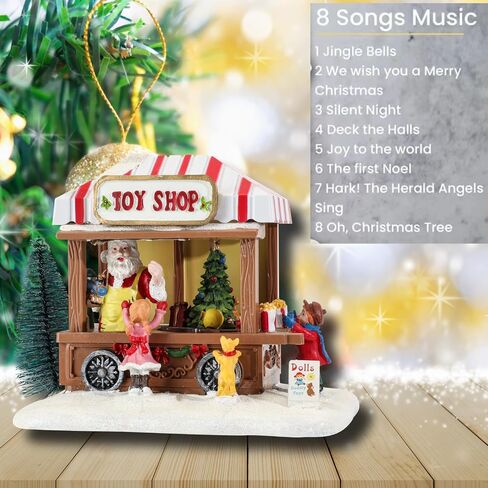 Christmas Village Houses, Christmas House with Warm Light Battery Operate, Christmas Village Accessories Home Tabletop Decoration Xmas Gifts (A) in Saudi Arabia