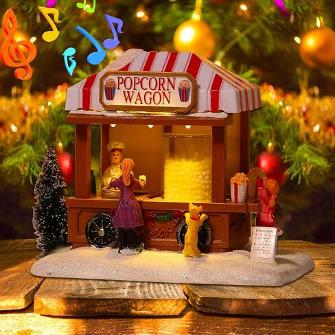 Christmas Village Houses, Christmas House with Warm Light Battery Operate, Christmas Village Accessories Home Tabletop Decoration Xmas Gifts (A) in Saudi Arabia
