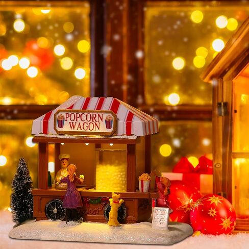 Christmas Village Houses, Christmas House with Warm Light Battery Operate, Christmas Village Accessories Home Tabletop Decoration Xmas Gifts (A) in Saudi Arabia