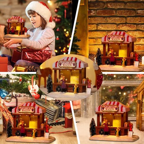 Christmas Village Houses, Christmas House with Warm Light Battery Operate, Christmas Village Accessories Home Tabletop Decoration Xmas Gifts (A) in Saudi Arabia