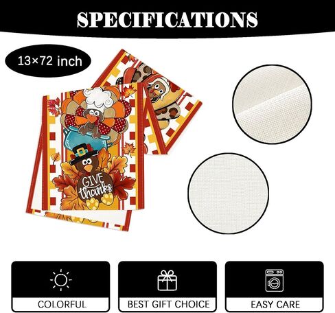 Thanksgiving Table Runner Turkey Pumpkin Table Cover Thankful Blessed Fall Autumn Harvest Deocr Thanksgiving Decorations for Home Party in Saudi Arabia