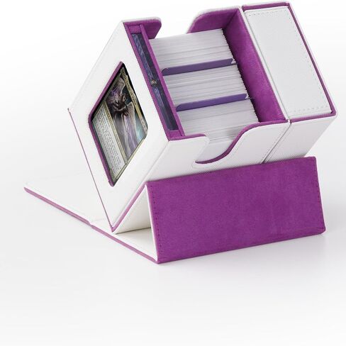 ZLCA MTG Deck Box، صندوق سطح القائد مع نافذة عرض، صندوق سطح البطاقات يحمل 100 بطاقة مزدوجة الأكمام مع صينية النرد وحامل بطاقة مغناطيسية 35pt (أسود وأحمر) in Saudi Arabia
