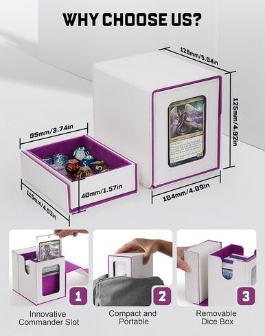 ZLCA MTG Deck Box، صندوق سطح القائد مع نافذة عرض، صندوق سطح البطاقات يحمل 100 بطاقة مزدوجة الأكمام مع صينية النرد وحامل بطاقة مغناطيسية 35pt (أسود وأحمر) in Saudi Arabia