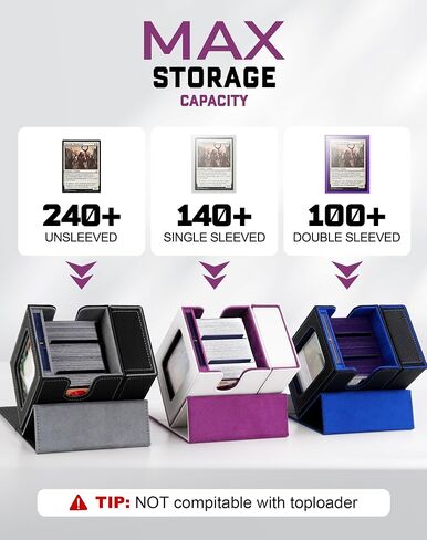 ZLCA MTG Deck Box، صندوق سطح القائد مع نافذة عرض، صندوق سطح البطاقات يحمل 100 بطاقة مزدوجة الأكمام مع صينية النرد وحامل بطاقة مغناطيسية 35pt (أسود وأحمر) in Saudi Arabia